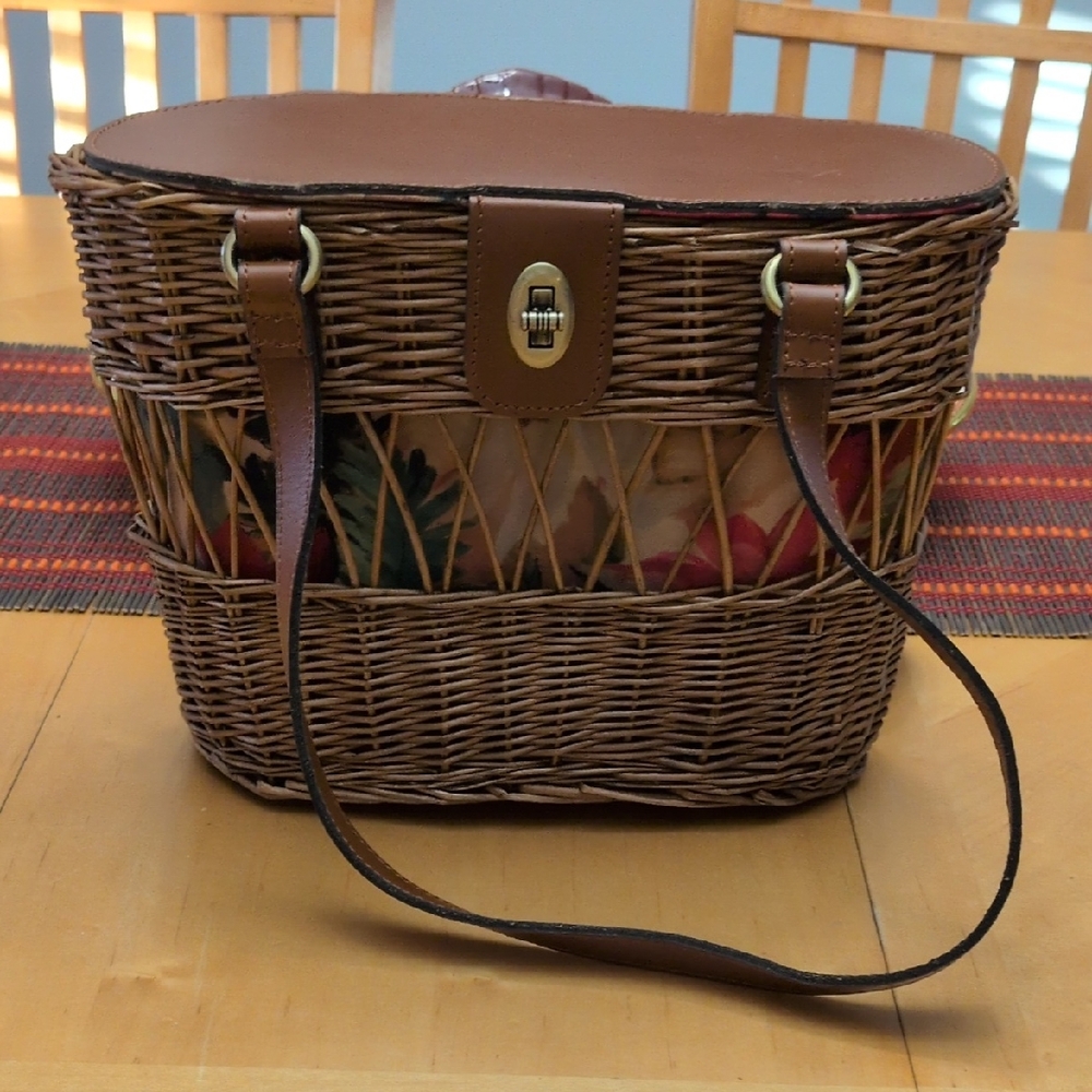 Patricia Nash Kalamaria Spring Wicker Satchel Basket Purse